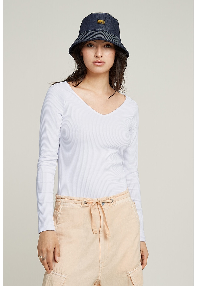 Bluza slim fit cu decolteu in V