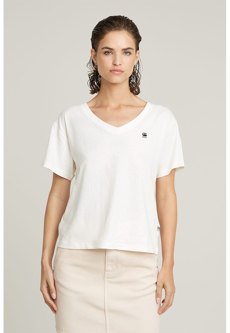 Tricou cu decolteu in V si logo Tricou cu decolteu in V si logo