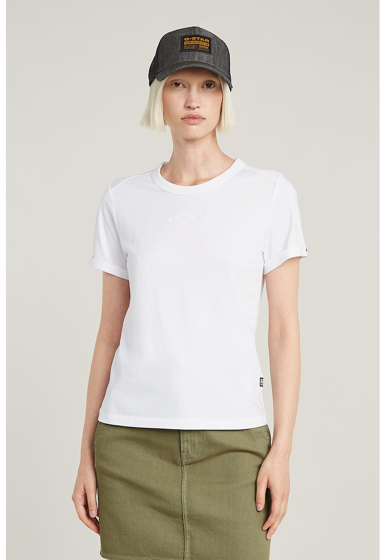 Tricou cambrat de bumbac organic cu maneci pliabile