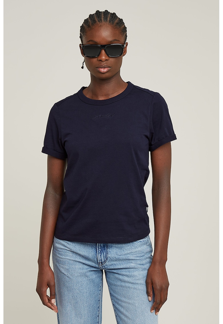 Tricou cambrat de bumbac organic cu maneci pliabile