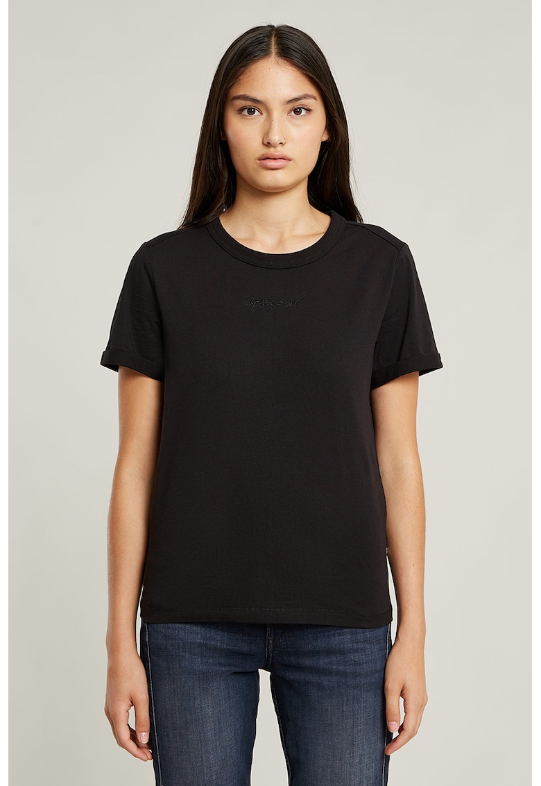 Tricou cambrat de bumbac organic cu maneci pliabile