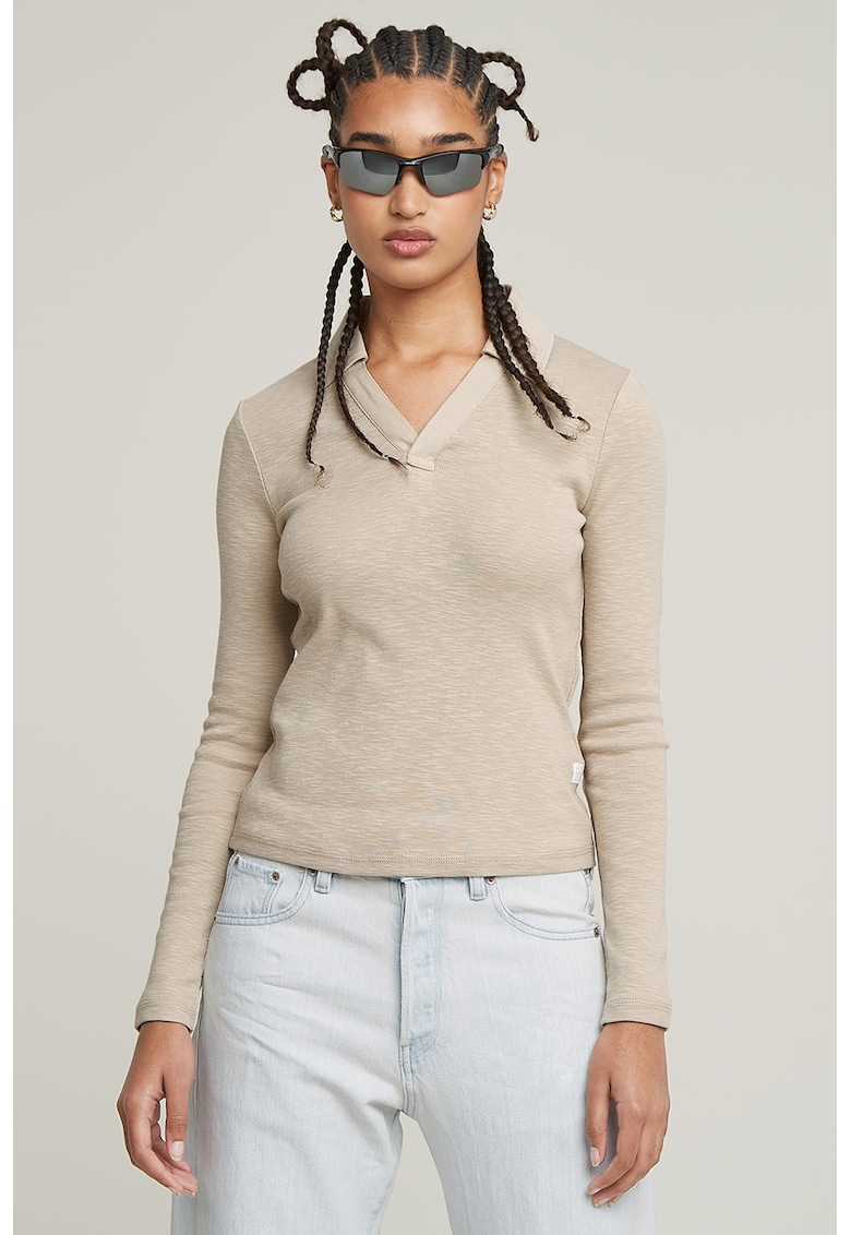 Pulover de bumbac organic cu guler polo