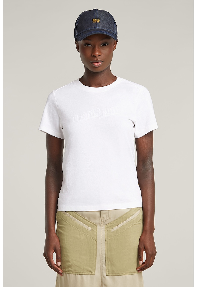 Tricou din bumbac organic cu logo - Alb optic