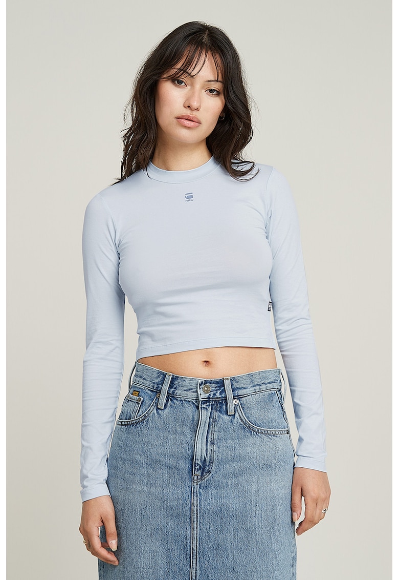 Bluza crop slim fit de bumbac organic