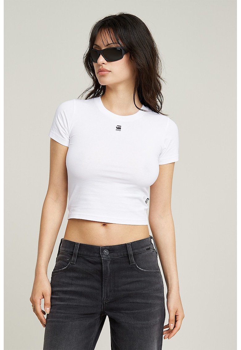 Tricou crop din amestec de bumbac organic