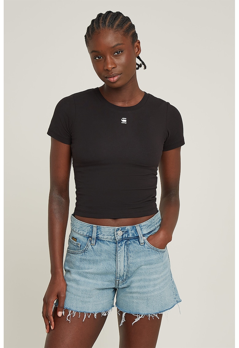 Tricou crop din amestec de bumbac organic