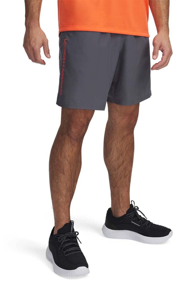 Pantaloni scurti cu logo lateral - pentru fitness Wordmark - Portocaliu mandarina/Gri inchis