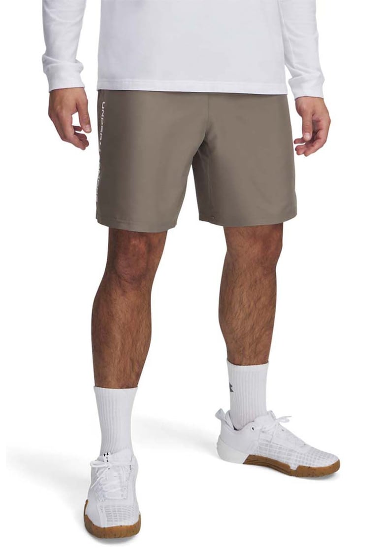 Pantaloni scurti cu logo lateral - pentru fitness Wordmark - Maro taupe