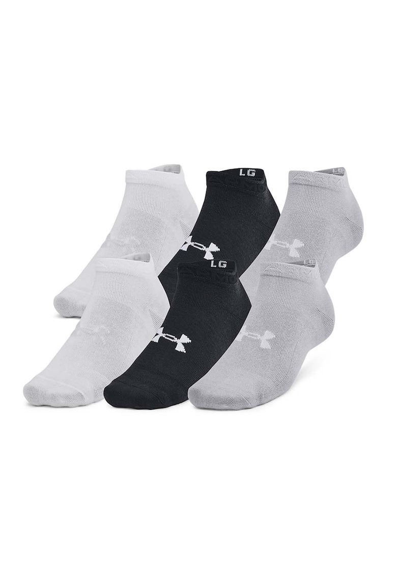 Set de sosete pana la glezna cu detaliu logo Essential - 6 perechi - Negru/Gri