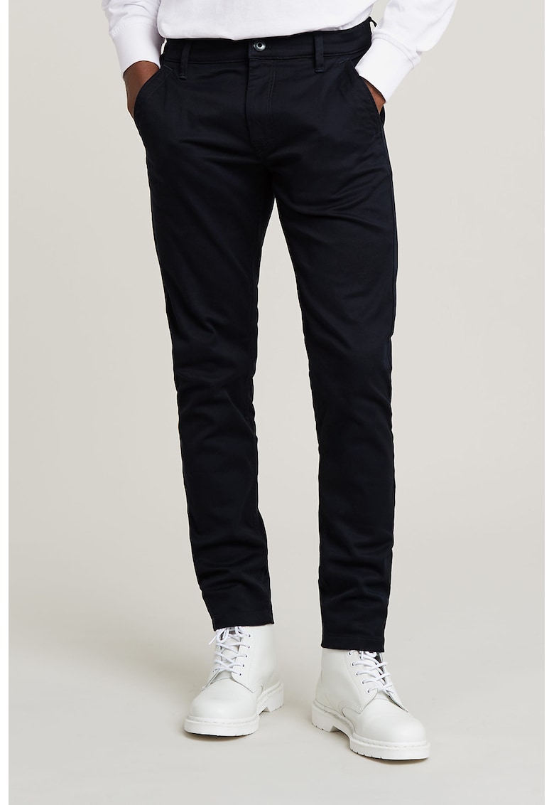 Pantaloni slim fit din amestec de bumbac organic - Albastru ultramarin