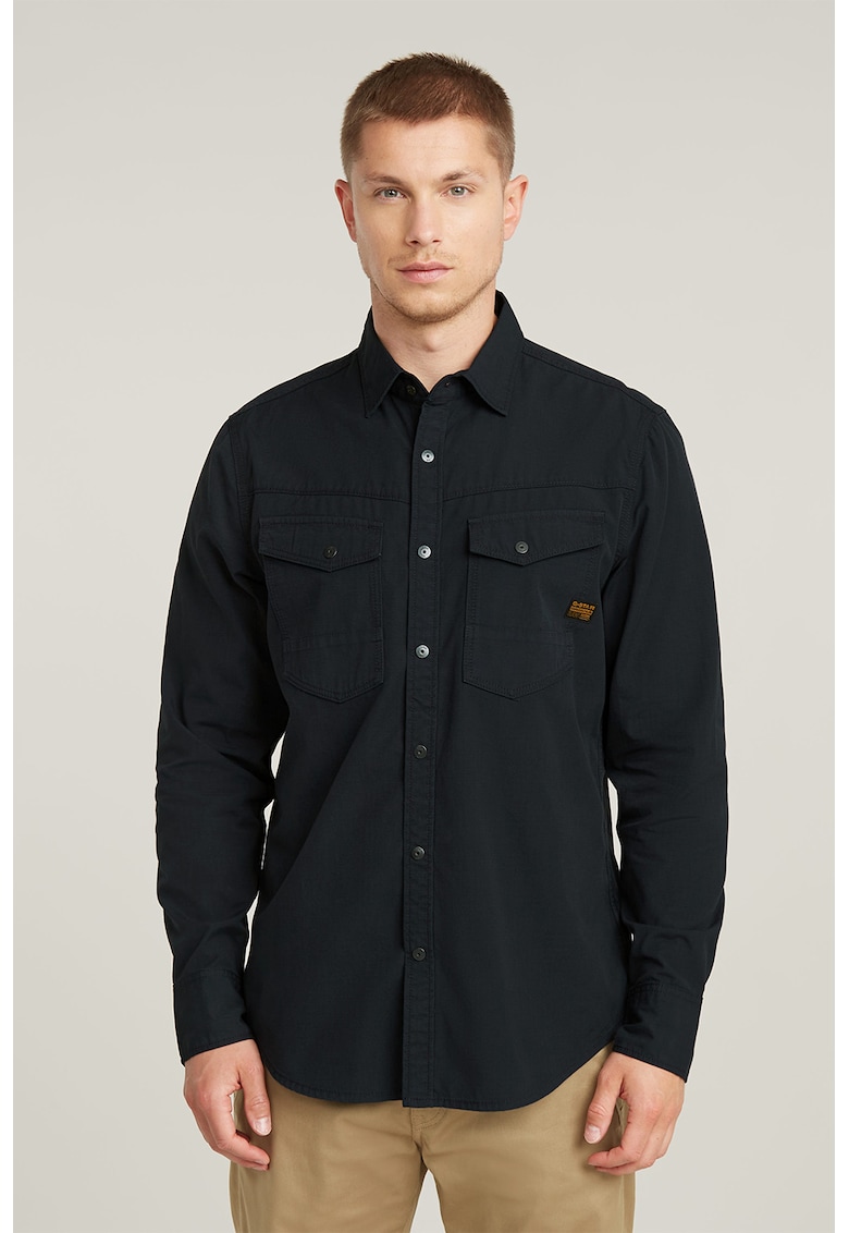 Camasa de bumbac cu buzunare cu clapa