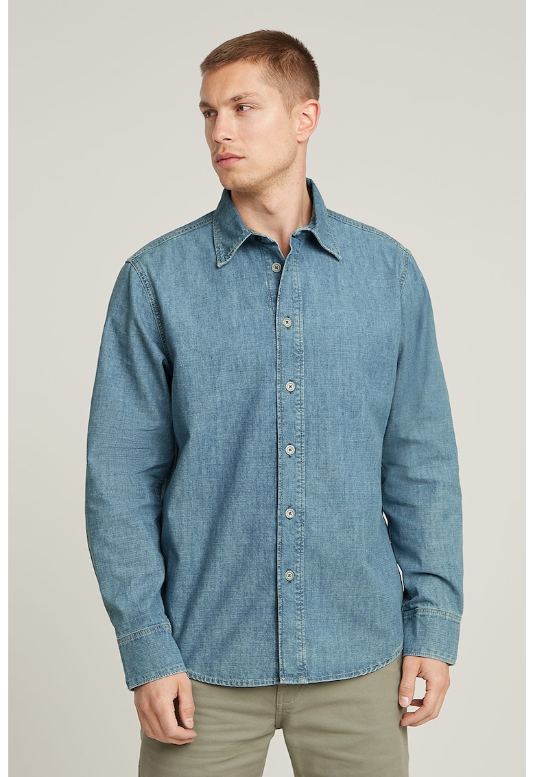 Camasa relaxed fit de bumbac organic - Albastru prafuit