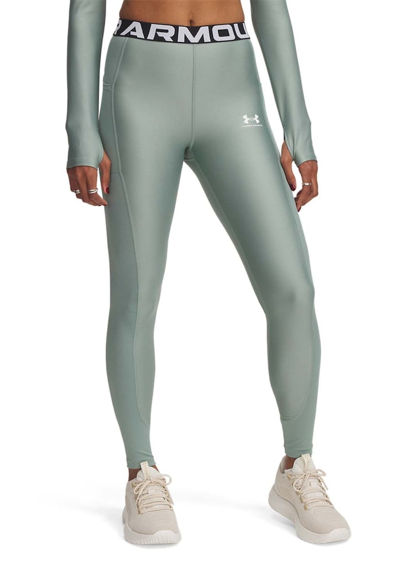 Colanti cu talie inalta si banda logo Heatgear