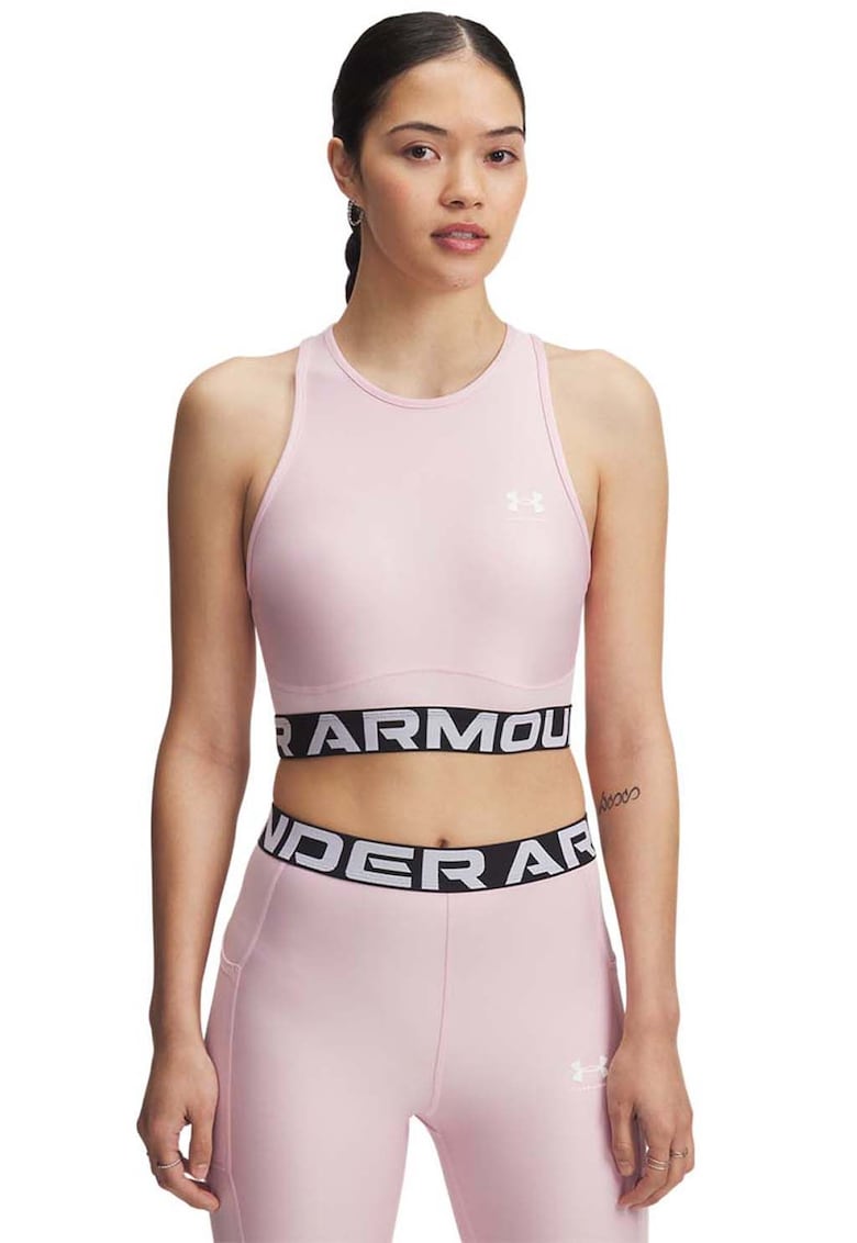 Top crop cu banda logo pentru fitness