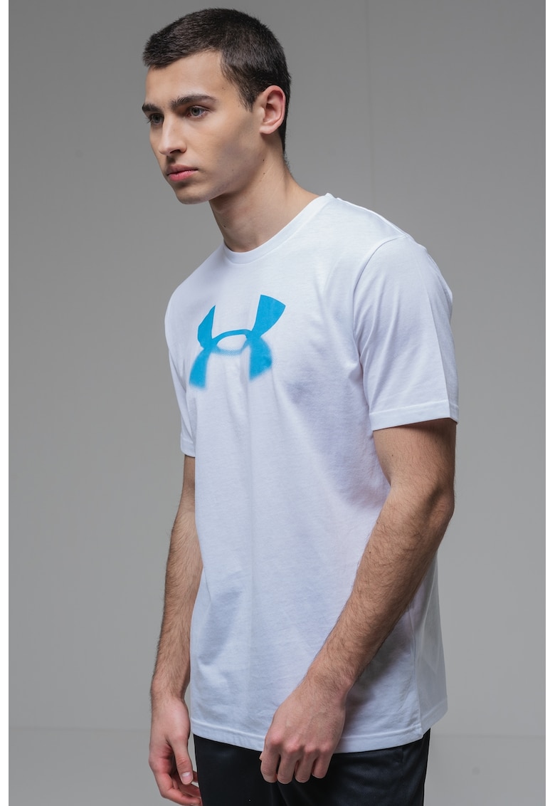 Under Armour Tricou cu decolteu la baza gatului si imprimeu logo - Alb/Albastru