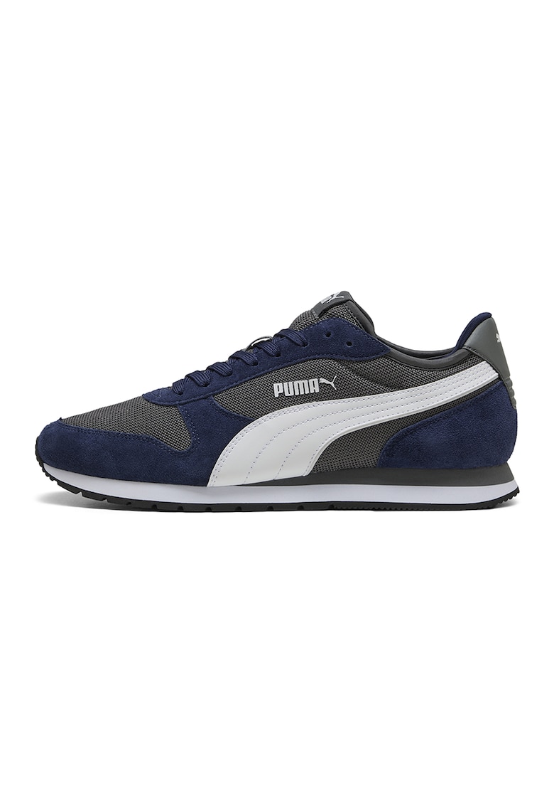 Pantofi sport St Miller de piele intoarsa si plasa - Gri inchis/Bleumarin