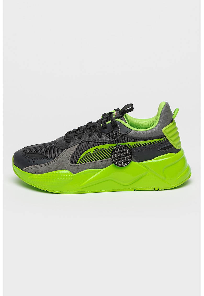 TNMT - Pantofi sport cu garnituri de piele intoarsa - Negru/Gri carbune/Verde electric