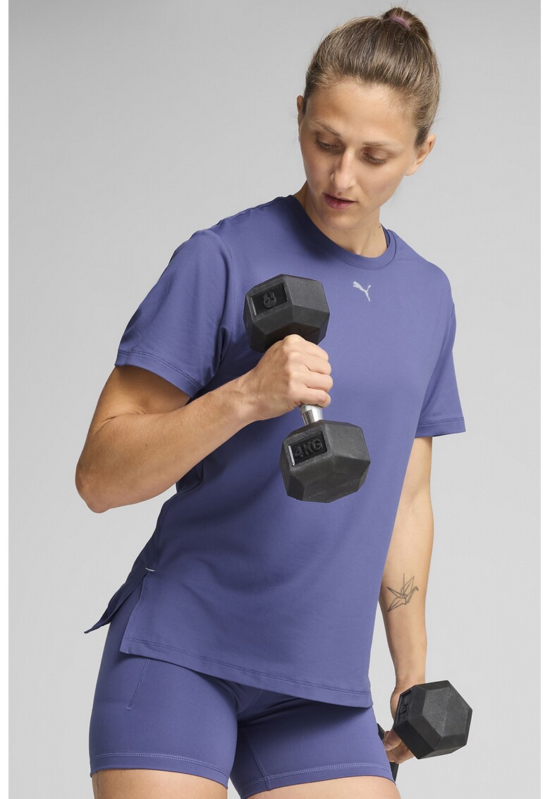 Tricou cu decolteu rotund - pentru fitness - Albastru indigo