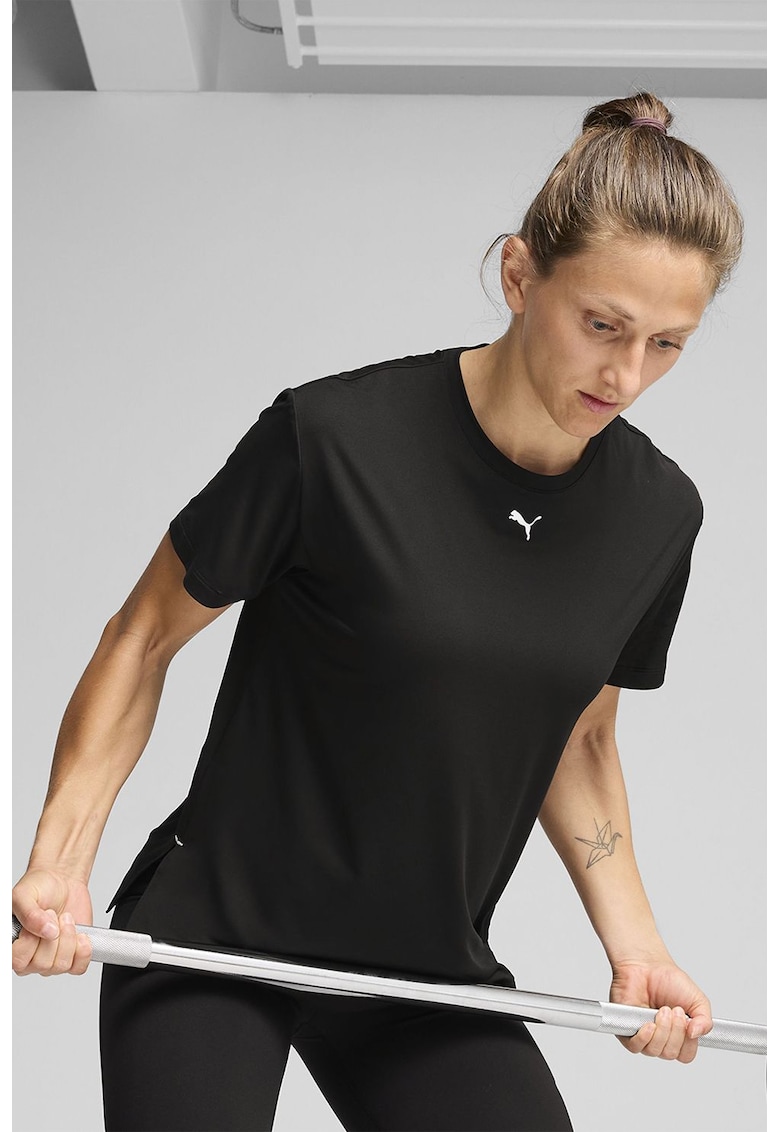 Tricou cu decolteu rotund - pentru fitness - Negru