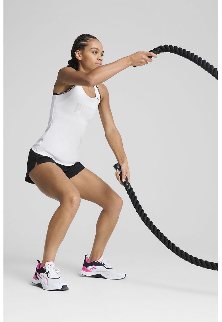 Top slim-fit pentru fitness STRONG - Alb