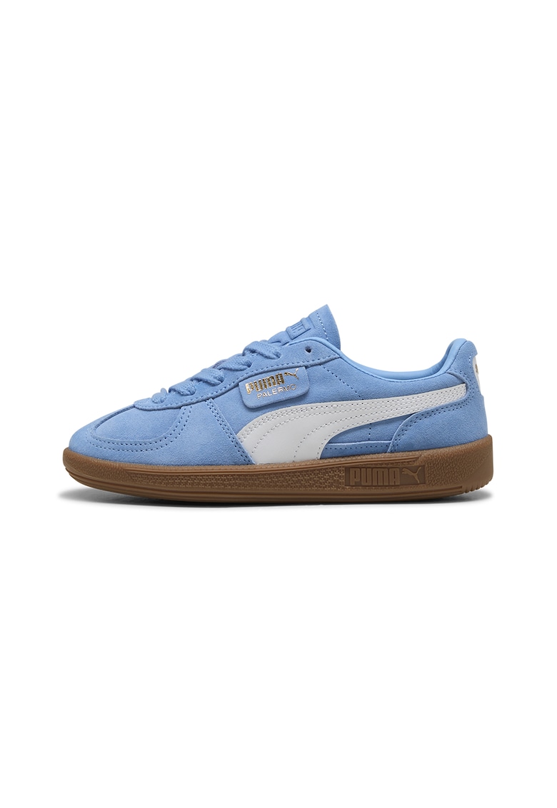 Pantofi sport Palermo de piele intoarsa si piele - Alb/Albastru glaciar
