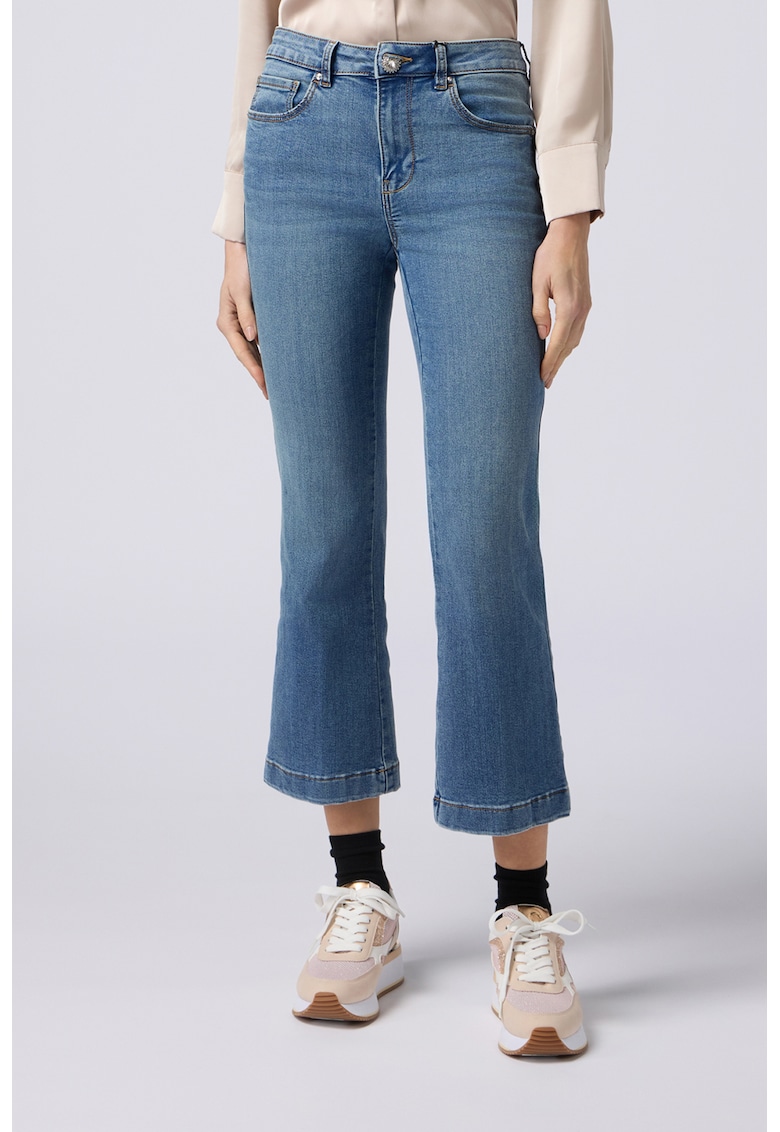 Blugi crop cu talie medie Blugi crop cu talie medie