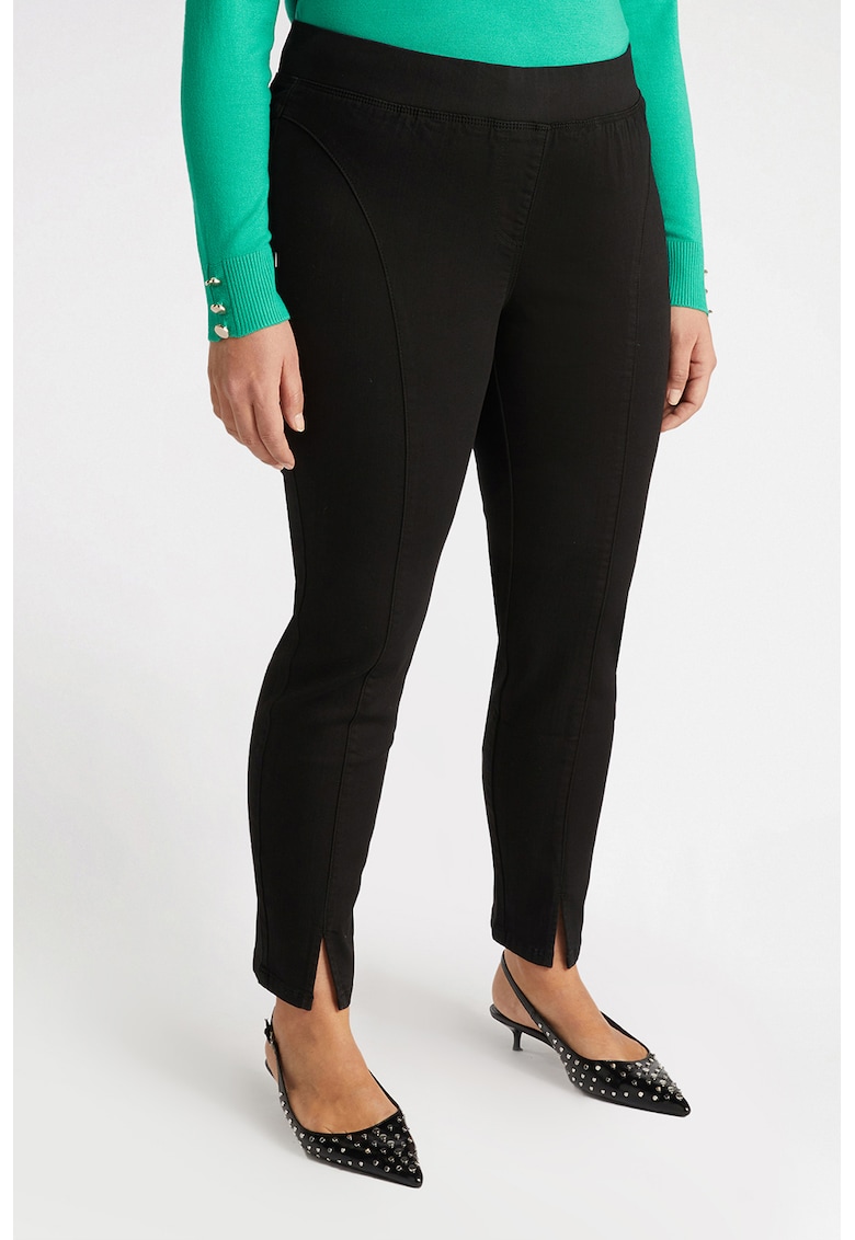 Pantaloni din amestec de bumbac cu slit frontal