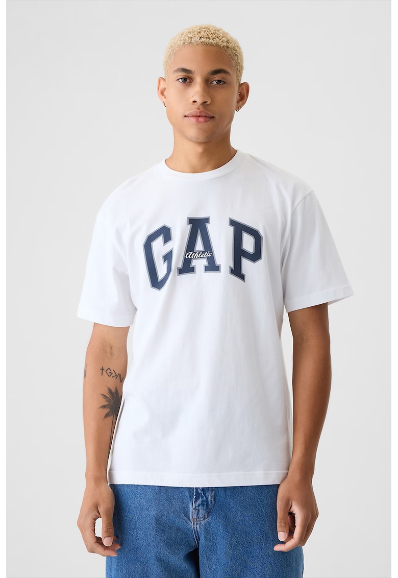 Tricou lejer din bumbac - Alb/Negru