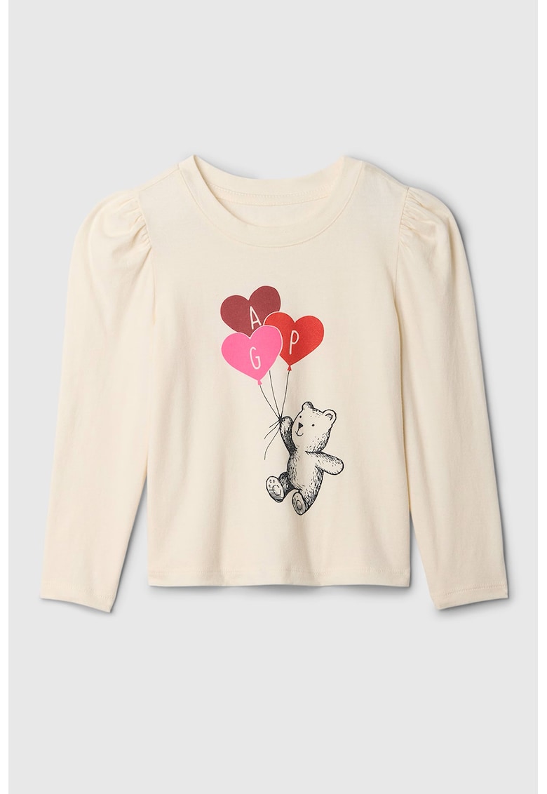 Bluza cu imprimeu - din bumbac organic - Rosu/Alb murdar/Roz