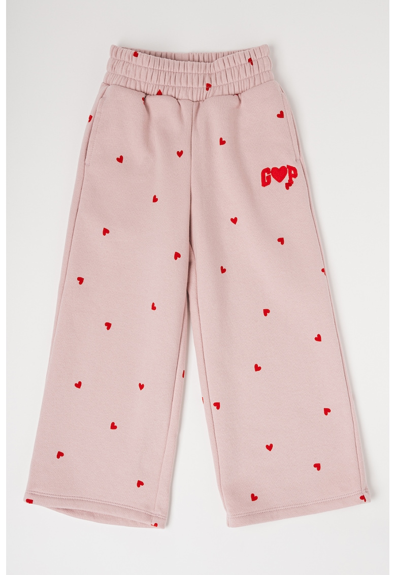 Pantaloni cu croiala ampla si model inimi