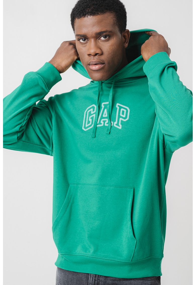 Hanorac din amestec de bumbac organic cu buzunar kangaroo