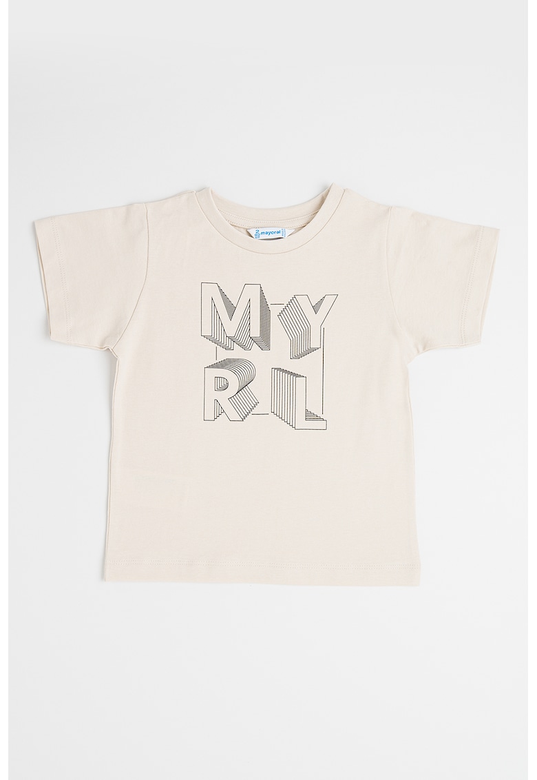 Tricou cu logo - Bej/Negru stins/Bej deschis