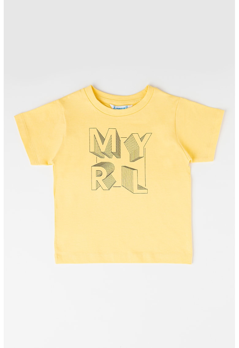 Tricou de bumbac cu imprimeu logo - Negru/Galben