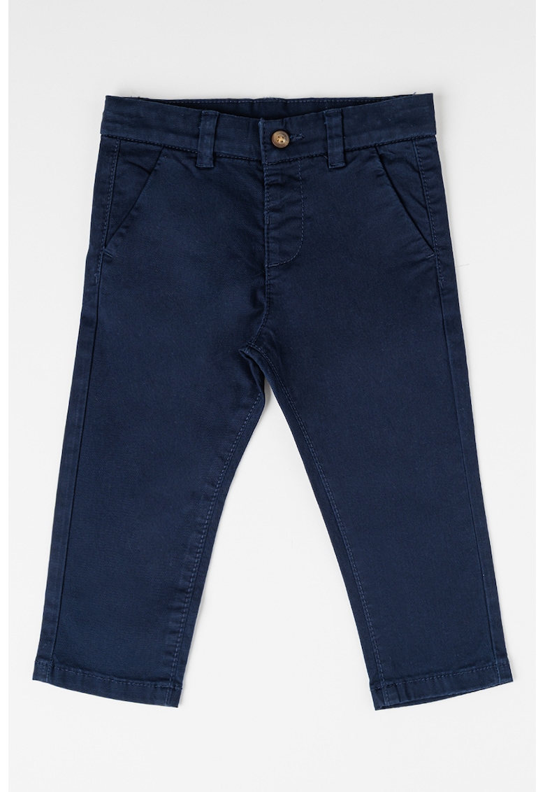 Pantaloni din amestec de bumbac cu talie ajustabila - Bleumarin