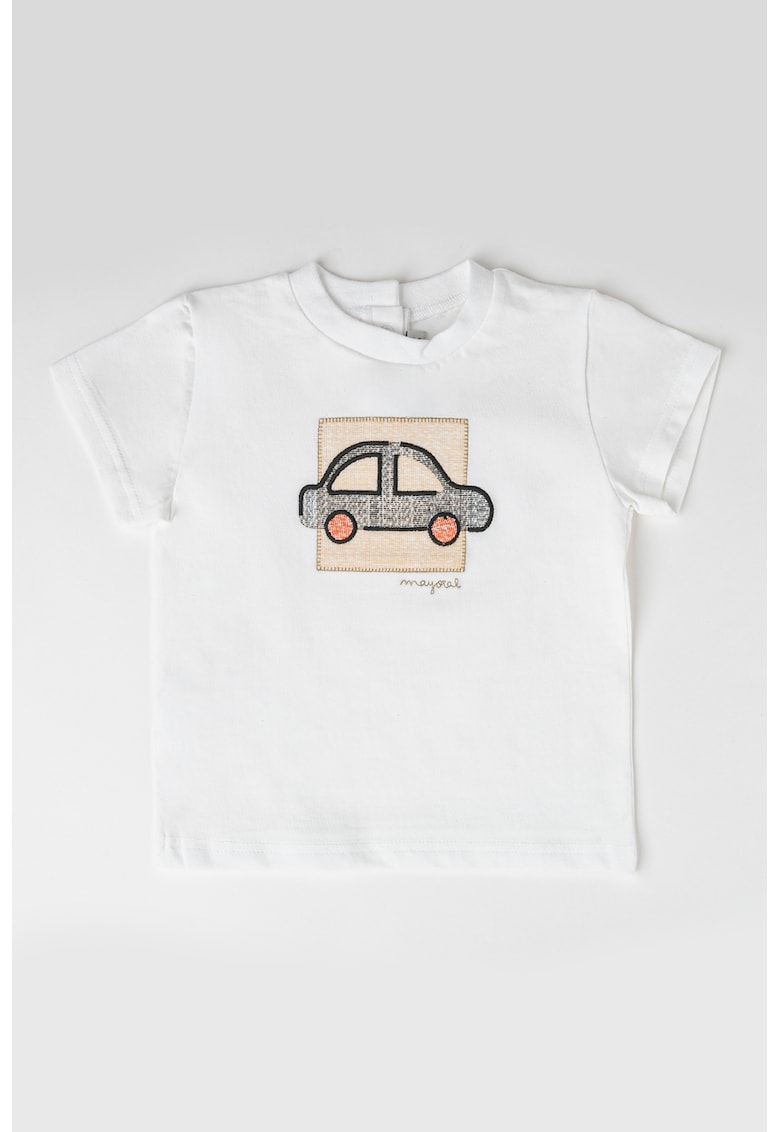 Tricou cu imprimeu grafic - Alb/Negru/Bej