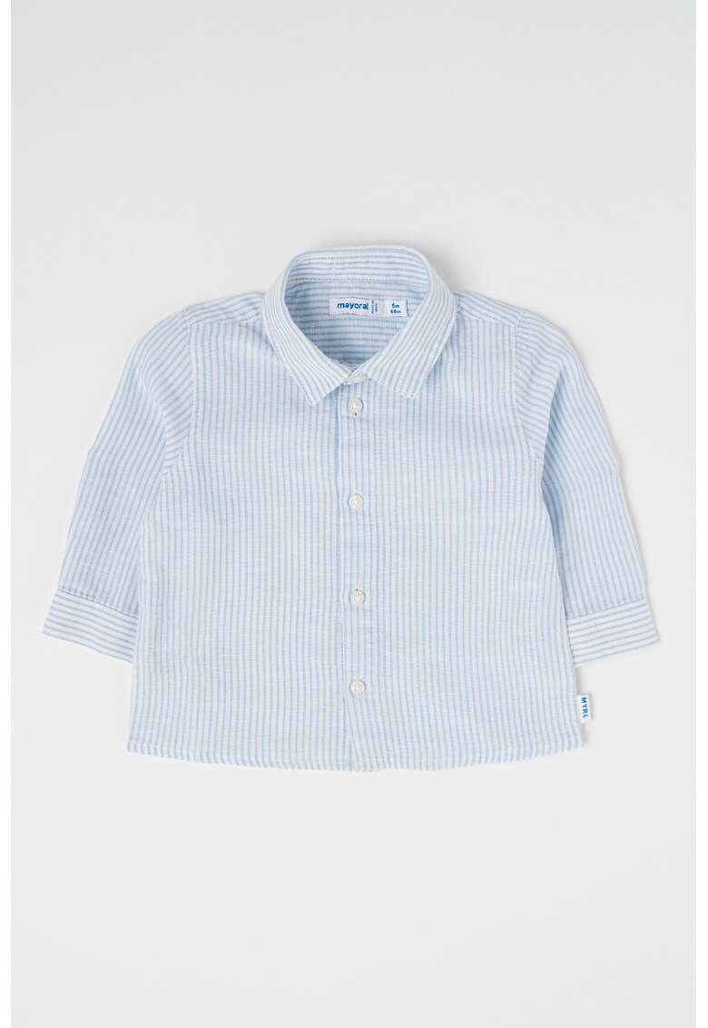 Camasa din amestec de in - Alb/Albastru pastel