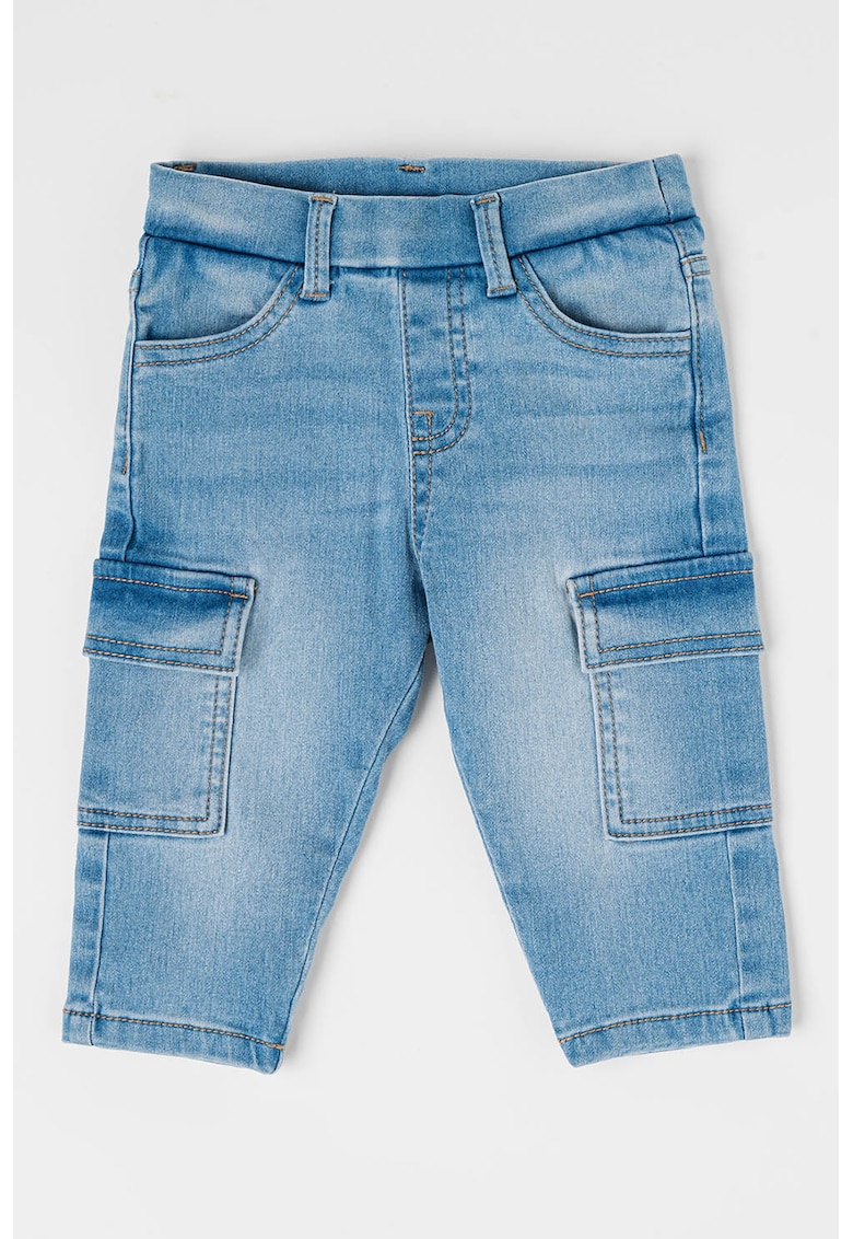 Blugi cargo cu aspect decolorat