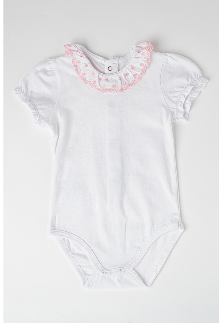 Body cu guler cu broderie - Alb/Roz