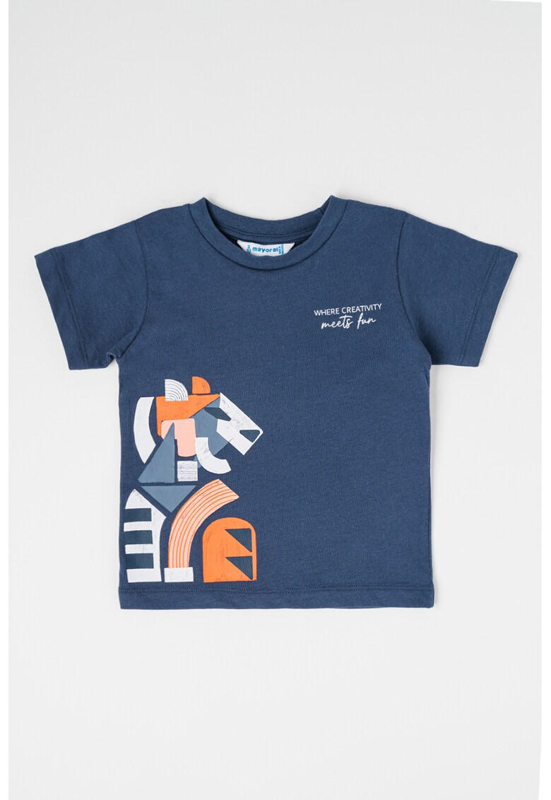 Tricou de bumbac cu imprimeu abstract