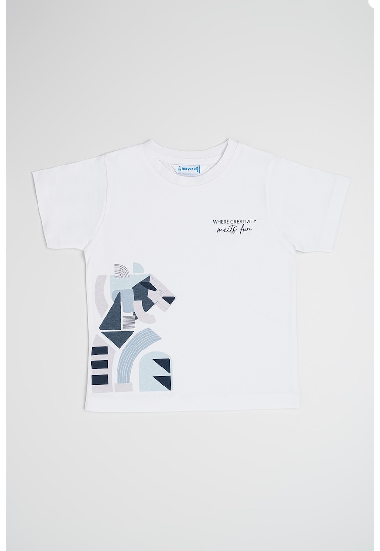 Tricou de bumbac cu imprimeu abstract