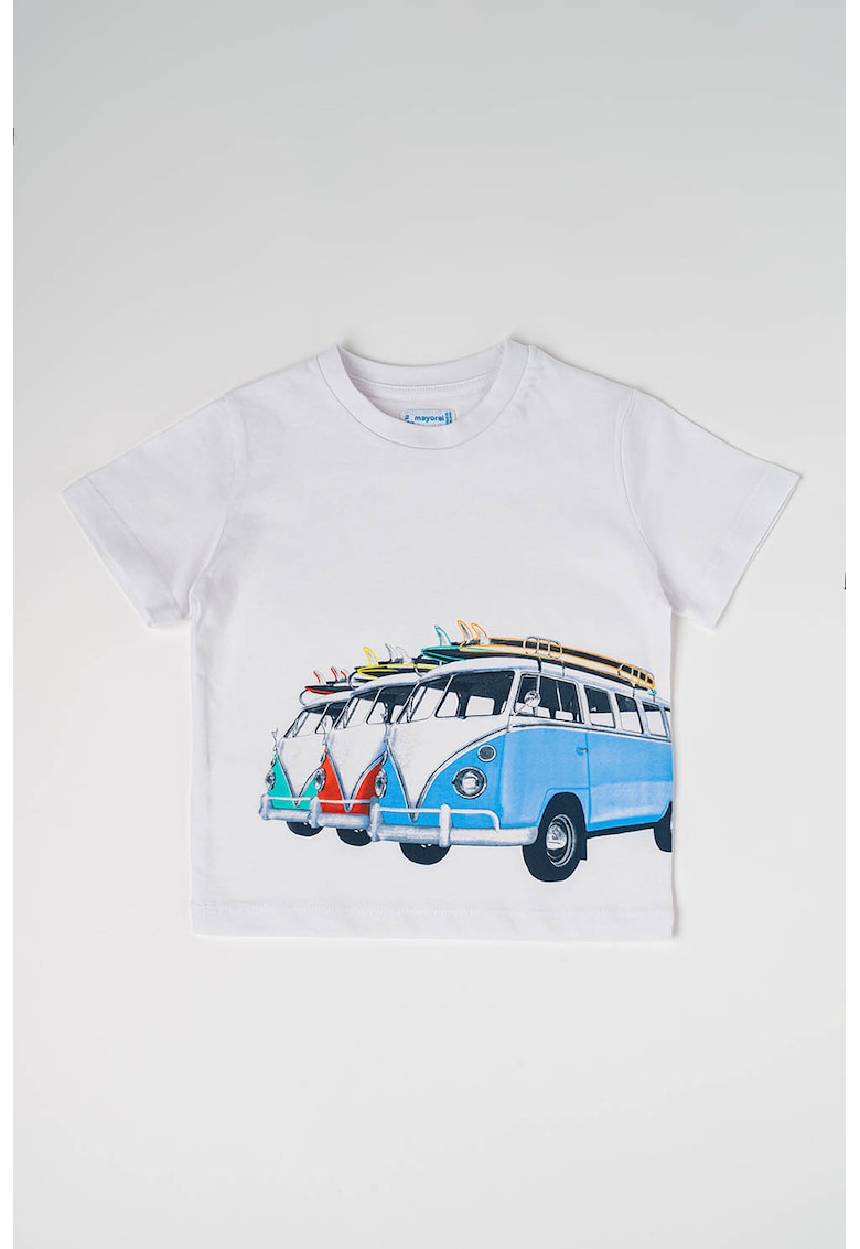 Tricou din bumbac cu imprimeu cu masini