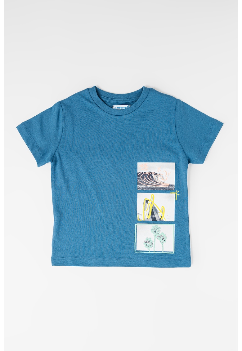 Tricou cu decolteu la baza gatului - Albastru inchis