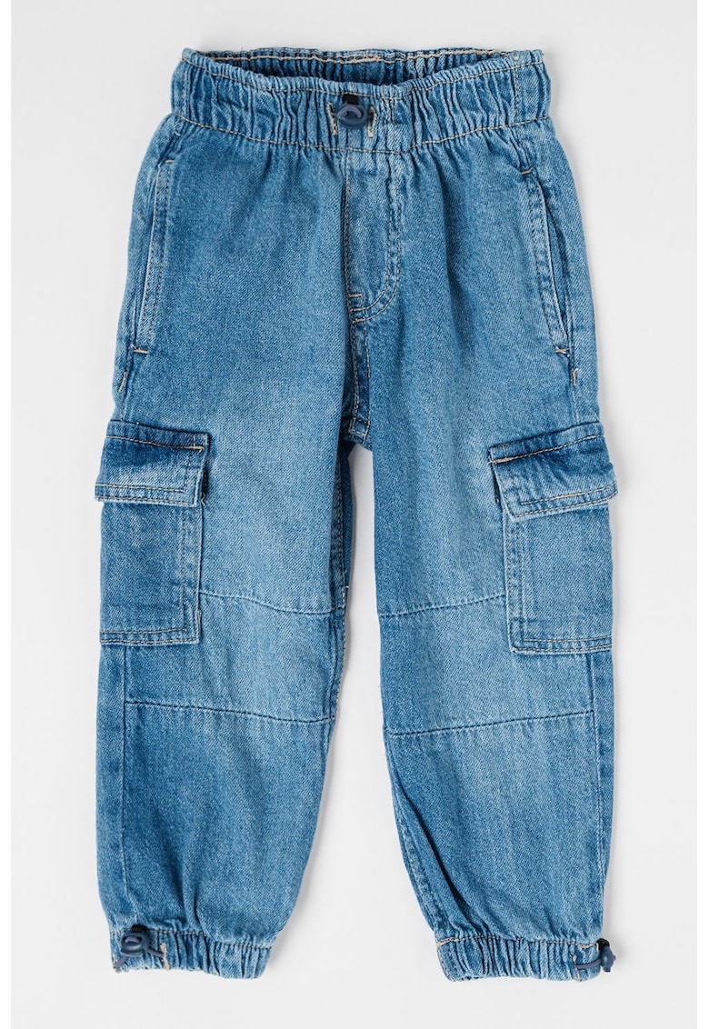 Blugi cargo cu aspect decolorat