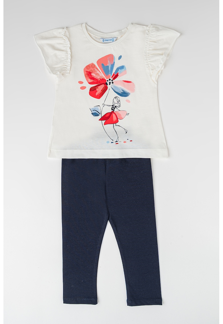 Set de tricou cu imprimeu si colanti - 2 piese