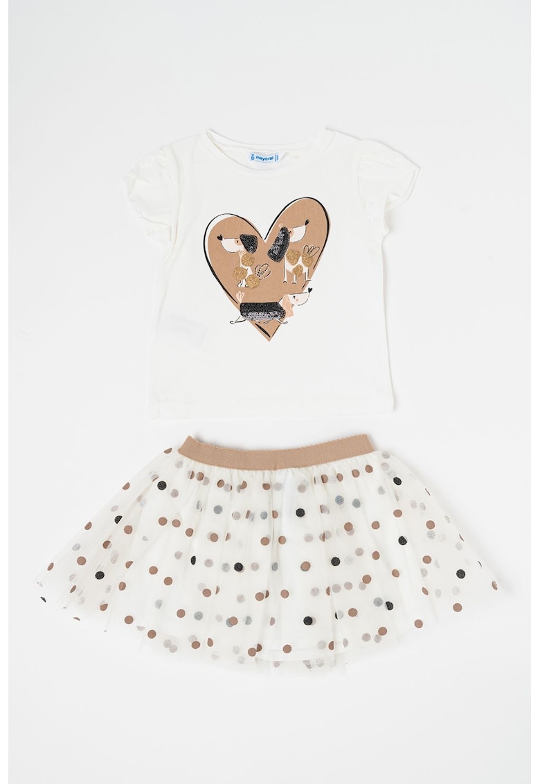 Set de fusta si tricou cu imprimeu