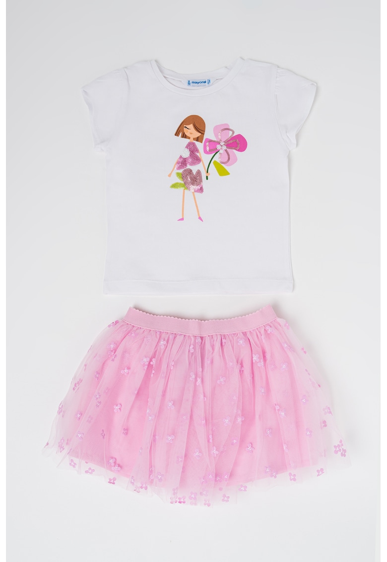 Set de tricou si fusta cu tul - 2 piese
