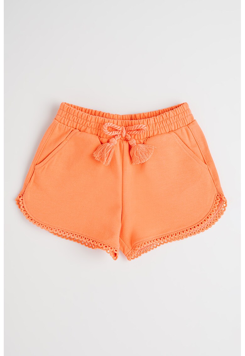 Pantaloni scurti din amestec de bumbac cu talie ajustabila - Portocaliu mandarina