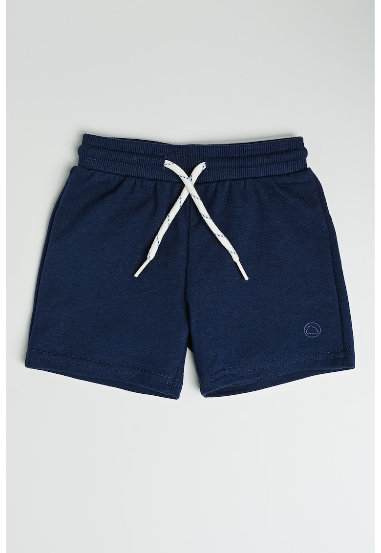 Pantaloni scurti din amestec de bumbac cu snur in talie - Albastru ultramarin