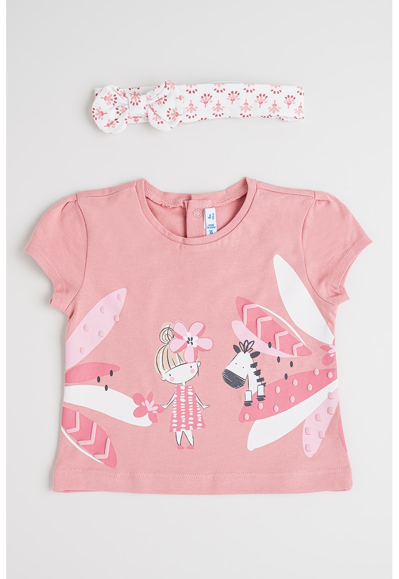 Set de bentita si tricou cu imprimeu - 2 piese