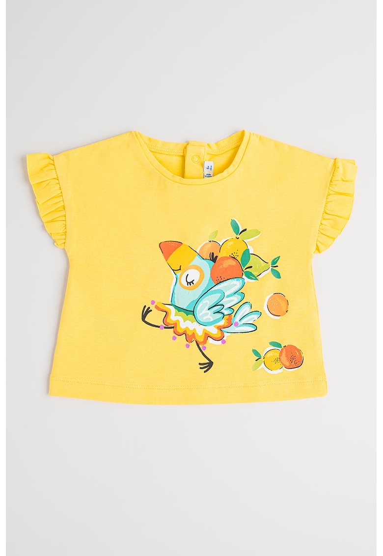 Tricou cu imprimeu si maneci cu volane